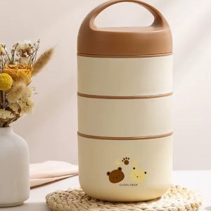 ظرف غذا سه طبقه داخل استیل تدی